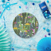 Waterverf Cactus en Cactus Flowers Papieren Bordje (Feest)