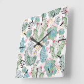 waterverf cactus en driehoekenpatroon vierkante klok (Hoek)