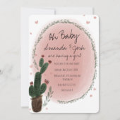 Waterverf Cactus en Hearts Greenery Baby shower Kaart (Voorkant)