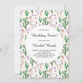 Waterverf Cactus en Llama Birthday Fiesta Kaart