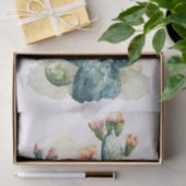 Waterverf cactus en roze bloesems decoupage tissuepapier (Geschenk)