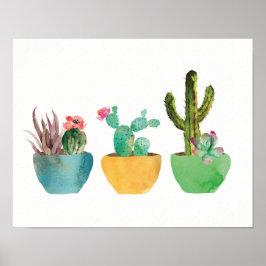 Waterverf Cactus en Succulent Print
