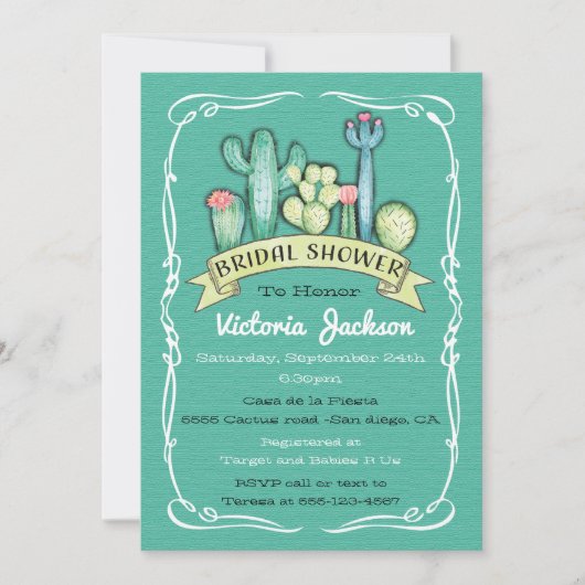 Waterverf Cactus en Succulent Vrijgezellenfeest Kaart (Voorkant)