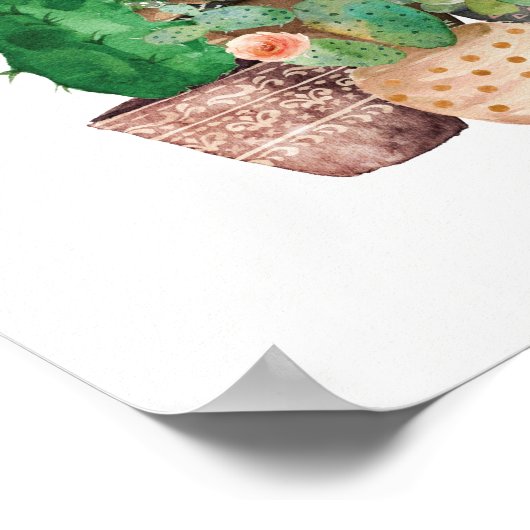 Waterverf Cactus en Succulenten Poster (Hoek)