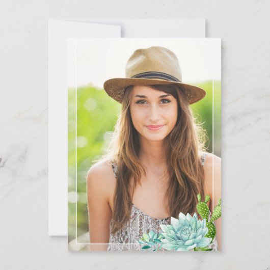 Waterverf Cactus Eucalyptus FOTO Afstuderen Kaart (Achterkant)