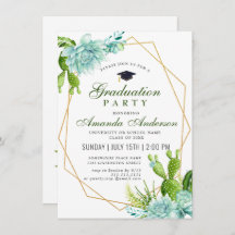 Waterverf Cactus Eucalyptus Graduation Party