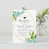 Waterverf Cactus Eucalyptus Graduation Party Kaart (Staand voorkant)