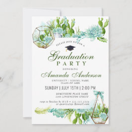 Waterverf Cactus Eucalyptus Graduation Party Kaart