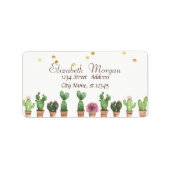 Waterverf Cactus, Faux Gold Foil Confetti Etiket (Voorkant)