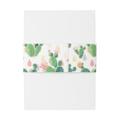 Waterverf Cactus Floral Belly Band Uitnodigingen Wikkel (Achterkant Voorbeeld)
