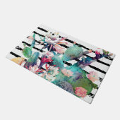  Waterverf Cactus Floral Black Stripes Deurmat (Schuin)