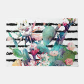  Waterverf Cactus Floral Black Stripes Deurmat (Voorkant)