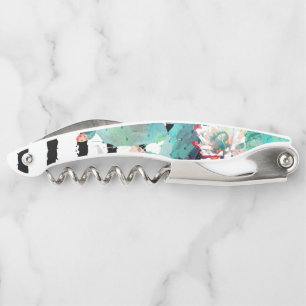 Waterverf Cactus Floral Black Stripes Kurkentrekker