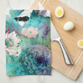 Waterverf Cactus Floral Black Stripes Theedoek (Quarter Fold)