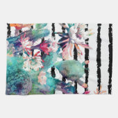 Waterverf Cactus Floral Black Stripes Theedoek (Horizontaal)