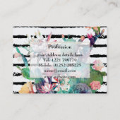 Waterverf Cactus Floral Black Stripes Visitekaartje (Achterkant)