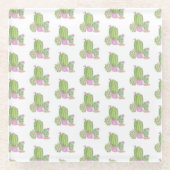 Waterverf Cactus Floral Pattern roze Green Glazen Onderzetter (Voorkant)