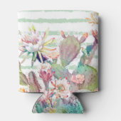Waterverf Cactus Floral Stripes Design Blikjeskoeler (Achterkant)