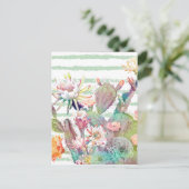 Waterverf Cactus Floral Stripes Design Briefkaart (Staand voorkant)