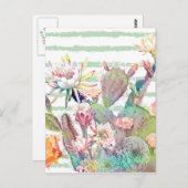 Waterverf Cactus Floral Stripes Design Briefkaart (Voorkant / Achterkant)