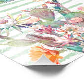 Waterverf Cactus Floral Stripes Design Foto Afdruk (Hoek)