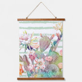 Waterverf Cactus Floral Stripes Design Hangend Wandkleed (Voorkant)