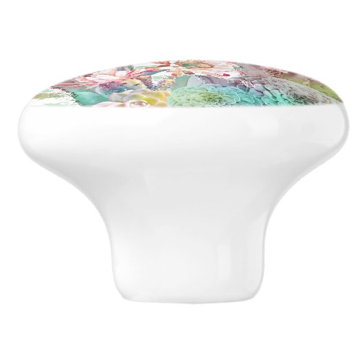 Waterverf Cactus Floral Stripes Design Keramische Knop (Zijkant)