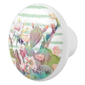 Waterverf Cactus Floral Stripes Design Keramische Knop (Rechts)