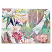 Waterverf Cactus Floral Stripes Design Large Cadeautasje (Achterkant)