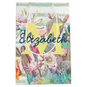 Waterverf Cactus Floral Stripes Design Medium Cadeauzakje (Voorkant)