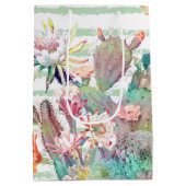 Waterverf Cactus Floral Stripes Design Medium Cadeauzakje (Achterkant)