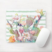 Waterverf Cactus Floral Stripes Design Muismat (Met muis)