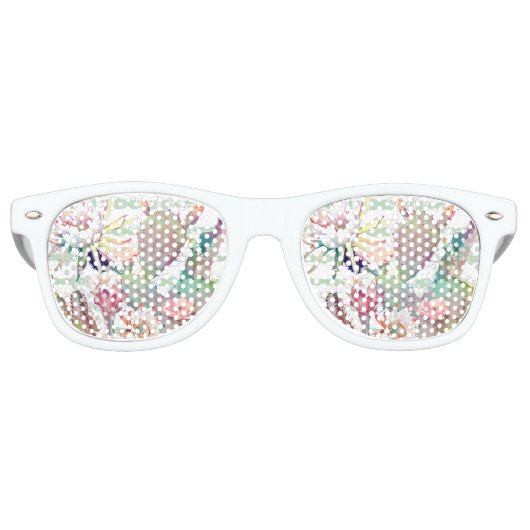Waterverf Cactus Floral Stripes Design Retro Zonnebril (Voorkant)