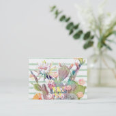 Waterverf Cactus Floral Stripes Design Visitekaartje (Staand voorkant)