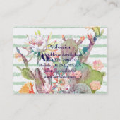 Waterverf Cactus Floral Stripes Design Visitekaartje (Achterkant)