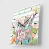 Waterverf cactus, florale en strepenvormingen vierkante klok (Hoek)