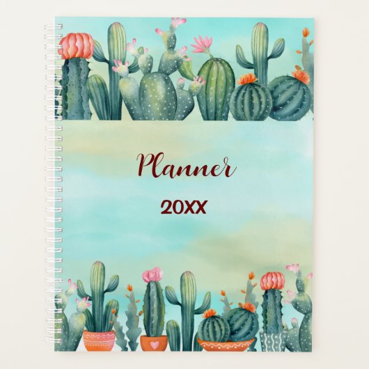 Waterverf Cactus Flower Planner (Voorkant)