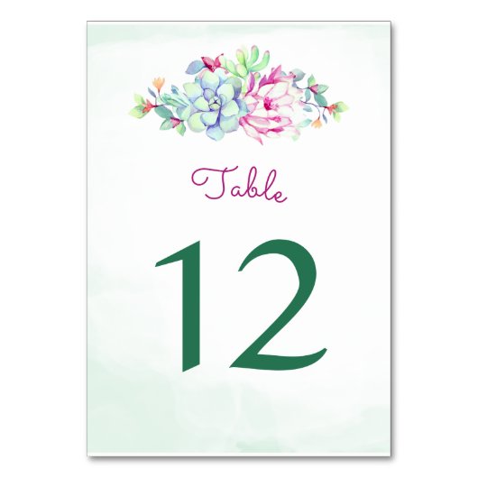 Waterverf Cactus Flower Table Number Kaarten (Voorkant)