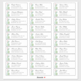 Waterverf cactus gasten adres. Adresstickers Sticker