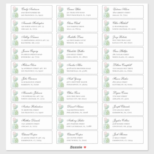 Waterverf cactus gasten adres. Adresstickers Sticker (Vel)