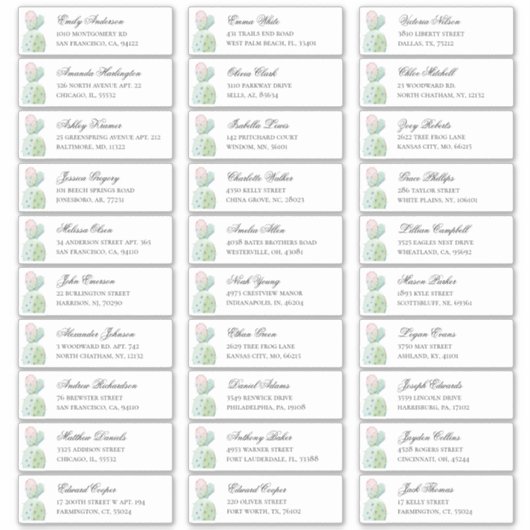 Waterverf cactus gasten adres. Adresstickers Sticker (Voorkant)