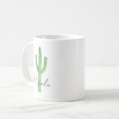 Waterverf Cactus gepersonaliseerde naam Koffiemok (Voorkant links)