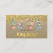 Waterverf Cactus Gold Glitter Kraft Visitekaartje (Voorkant)
