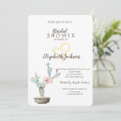 Waterverf Cactus Gold Heart Vrijgezellenfeest Kaart (Staand voorkant)