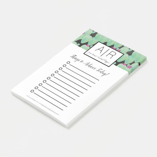 Waterverf Cactus Greenery Botanical Pattern Green Post-it® Notes (Schuin)