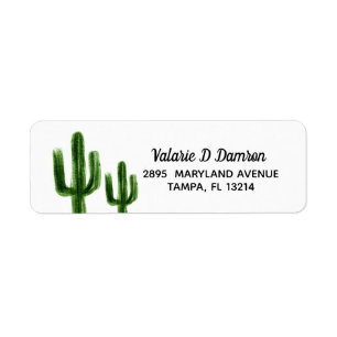 Waterverf Cactus Greenery Return Address Label