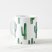 Waterverf cactus. Groen botanisch patroon. Modern Koffiemok (Voorkant links)