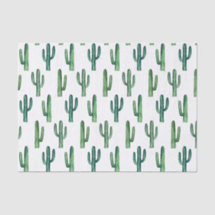 Waterverf cactus. Groen cacti-patroon. Modern Tissuepapier