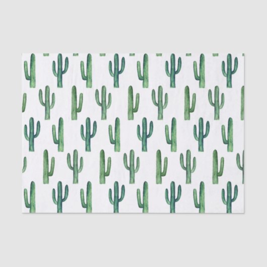 Waterverf cactus. Groen cacti-patroon. Modern Tissuepapier (Voorkant)
