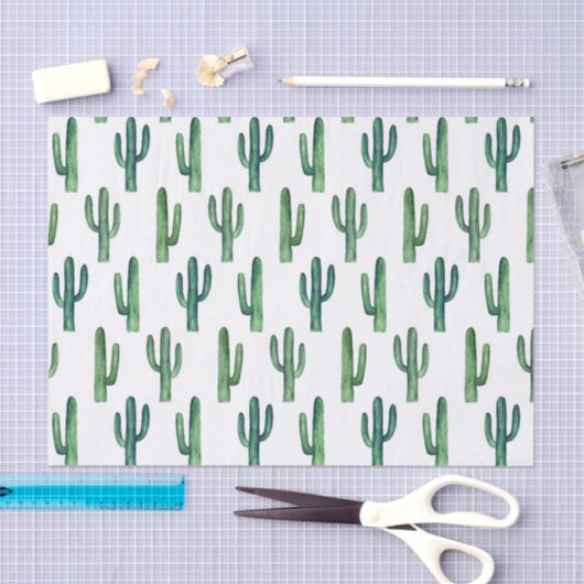 Waterverf cactus. Groen cacti-patroon. Modern Tissuepapier (Craft)